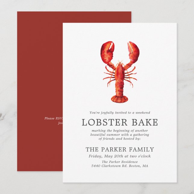 Red Tide | Lobster Bake Invitation (Front/Back)