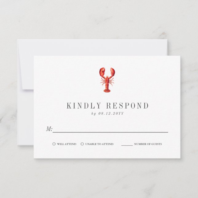 Red Tide | Lobster Themed | Wedding RSVP Card (Front)