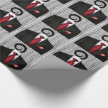 Red Tie Black Wedding Tux for Groomsman Wrapping Paper<br><div class="desc">Great pinstripes in varying shades of silvery grey with a wedding tuxedo in black,  with a white shirt and deep red necktie with pocket square. Perfect for groomsman gifts and gifts for the groom-to-be at his bachelor party.</div>