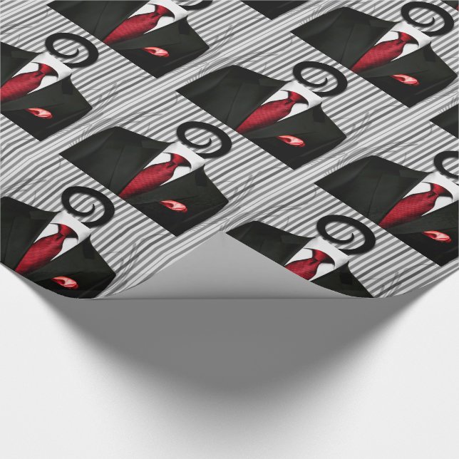 Red Tie Black Wedding Tux for Groomsman Wrapping Paper (Corner)