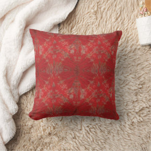 Red Tie Dye Traditional Pattern Style Throw Pillow