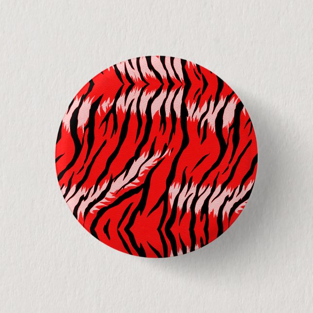 Red Tiger Animal Skin Pattern Design  1 Inch Round Button (Front)