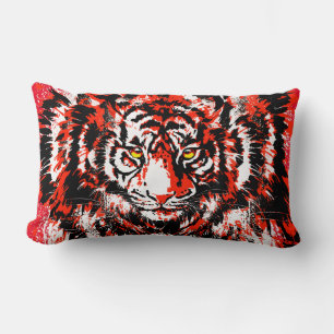 Red Tiger Head Throw Pillow Print