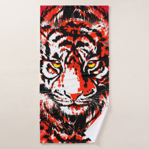 Red Tiger Head - Tiger Red Eyes Bath Towel Set