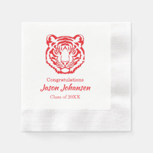 Red Tigers Mascot High School Graduation Napkins