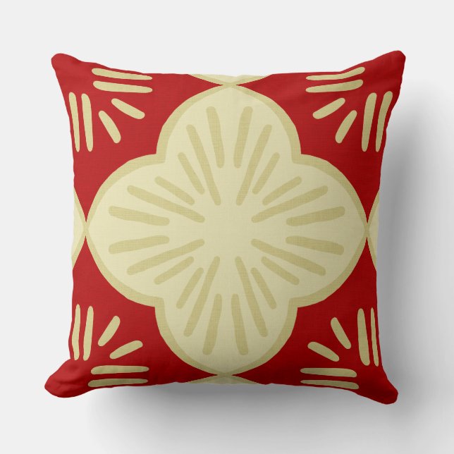 Red tile pattern throw pillow (Front)