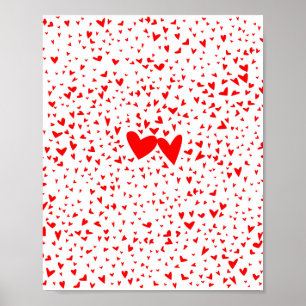Red Tiny Love Hearts Background Poster