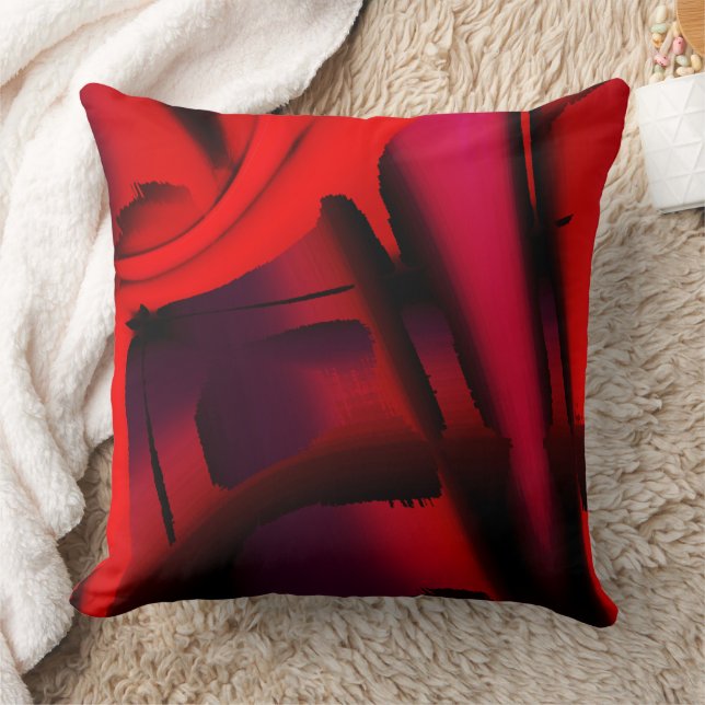 Red to black gradient cropped design magnification throw pillow (Blanket)