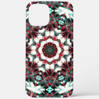 Red to grey cyan mandala simulating acrylic pieces