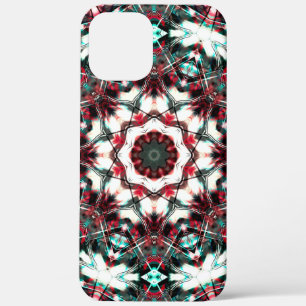 Red to grey cyan mandala simulating acrylic pieces iPhone 12 pro max case