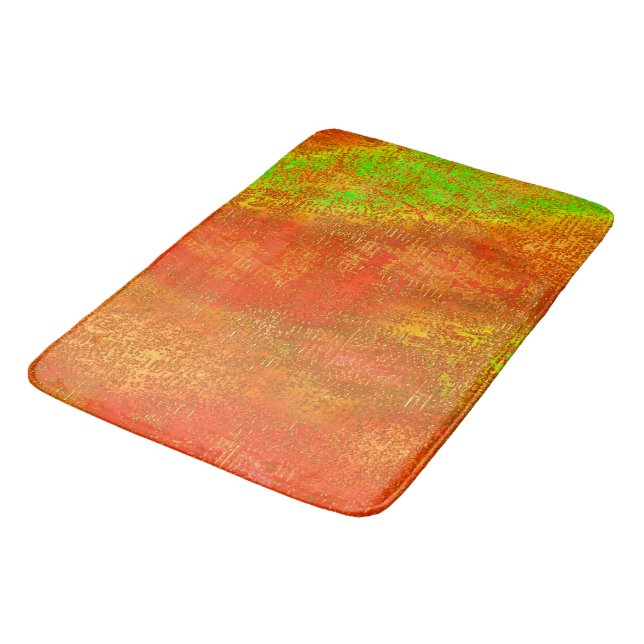 Red to lime with grooves and skinned stained paint bath mat (Angled)