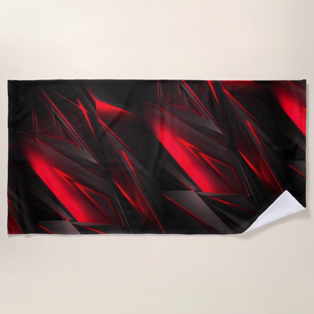 Red to the Point Abstract Design  Beach Towel (Front)