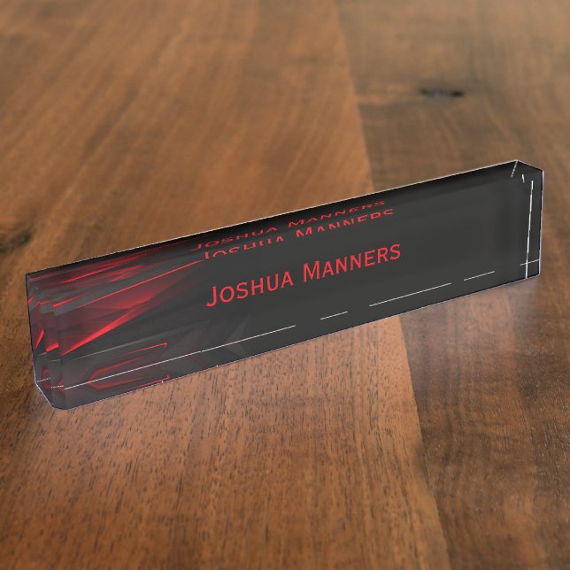 Red to the Point Abstract Design  Nameplate (Side)