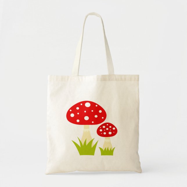 Red toadstool mushrooms tote bag (Front)