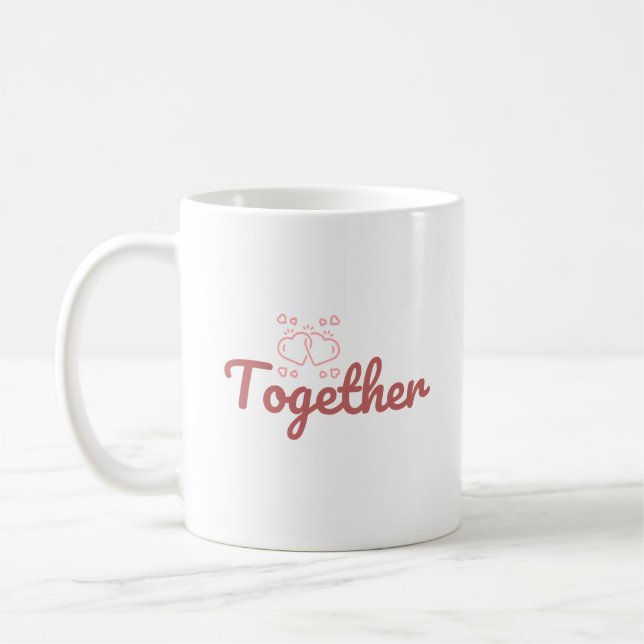 Red "Together" Text Couple Gift Valentine Coffee Mug (Left)