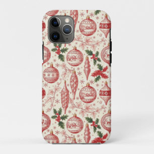 Red Toile Chinoiserie Christmas Ornaments iPhone 11 Pro Case