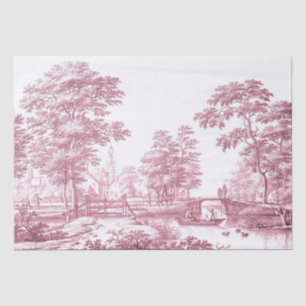  Red Toile Country Vintage French Decoupage  Tissue Paper
