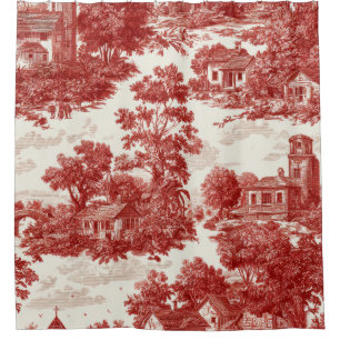 Red Toile Countryside Scene (8)