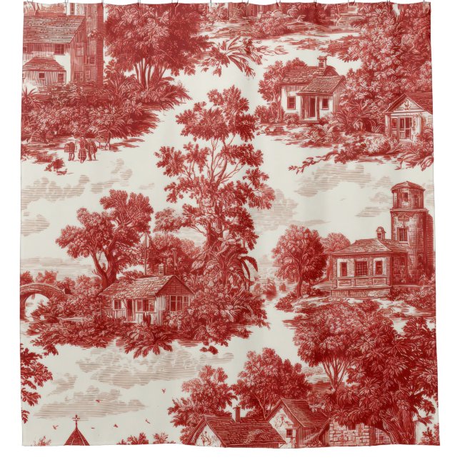 Red Toile Countryside Scene (8) (Front)