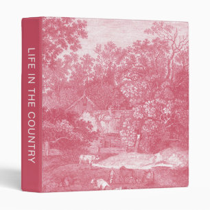 Red Toile de Jouy French Country Shabby Elegance Binder