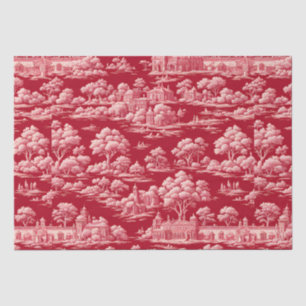 Red Toile de Jouy Tissue Paper