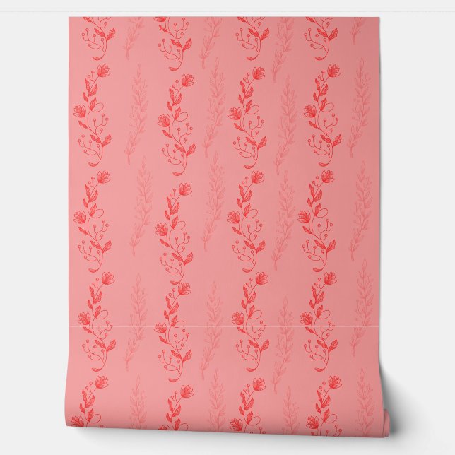 Red Toile Inspired Wallpaper (Unrolling)