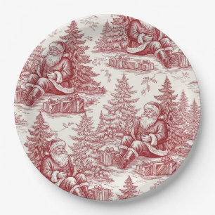 Red Toile Paper Plate