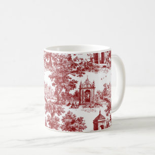 Red Toile with Historic Architecture & Pastoral Coffee Mug