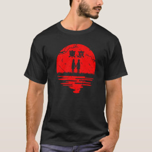 Red Tokyo Japanese Moon teen girls T-Shirt