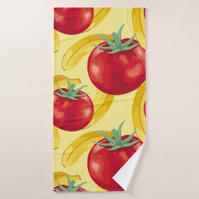 Red tomato and fruits seamless pattern designabstr (Serviette de bain)