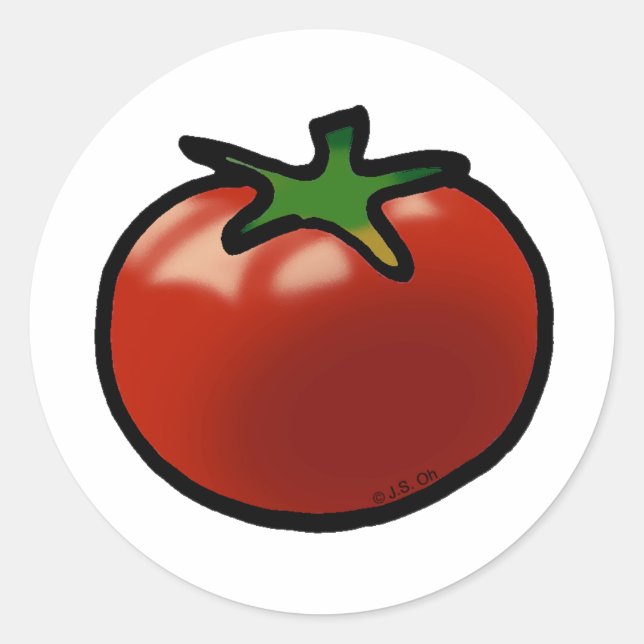 Red tomato classic round sticker (Front)