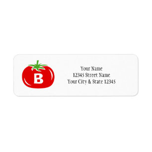 Red tomato custom monogram return address labels