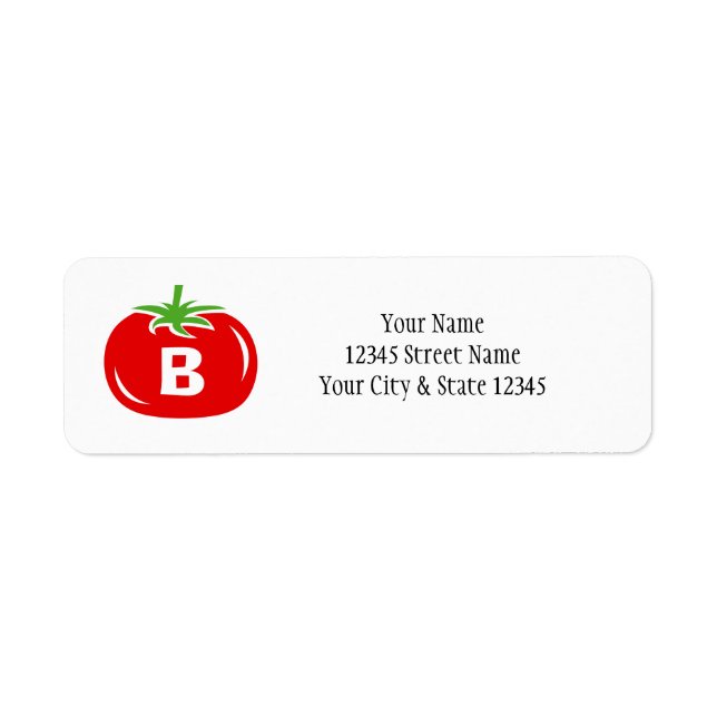 Red tomato custom monogram return address labels (Front)