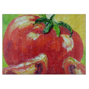 Red Tomato Glass Cutting Board