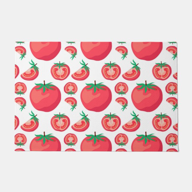 Red Tomato Pattern Cute So Funny Doormat (Front)