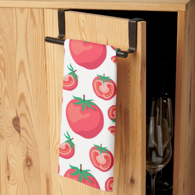 Red Tomato Pattern Cute So Funny     Kitchen Towel (Thirds Fold)