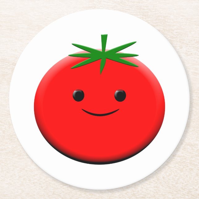 Red Tomato  Round Paper Coaster (Front)