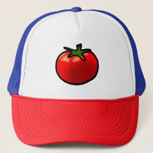 Red Tomato Whimsical Custom Art Trucker Hat