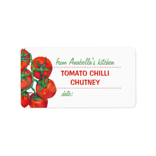 Red Tomatoes 2 Kitchen Preserves Label (Front)