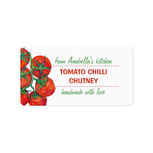 Red Tomatoes Kitchen Preserves Label (Front)