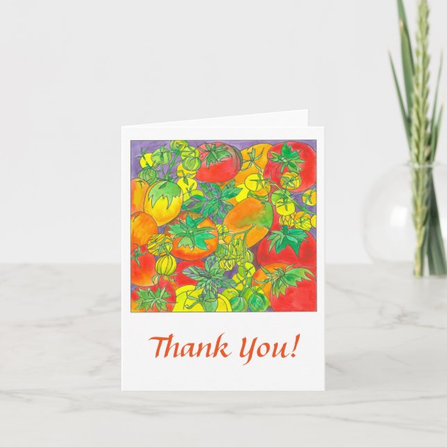 Red Tomatoes Vegetable Watercolor Thank You (Front)