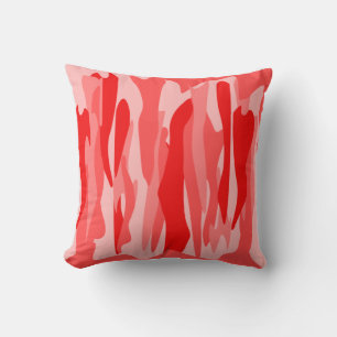Red Tone Abstract Camouflage  Throw Pillow