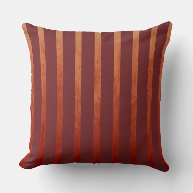 Red Toned Ombre Stripes Throw Pillow (Front)