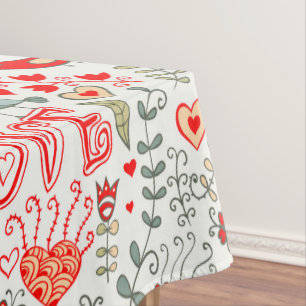 Red Tones Valentines symbols seamless pattern Tablecloth