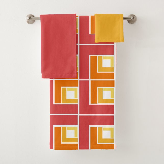 Red Topsy Turvy  Bath Towel Set (Insitu)