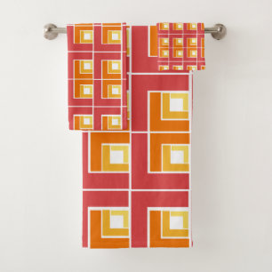 Red Topsy Turvy  Bath Towel Set