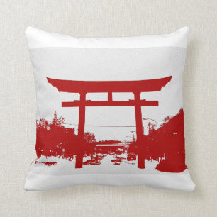 Red Torii Gate Throw Pillow