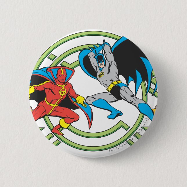 Red Tornado + Batman 2 Inch Round Button (Front)