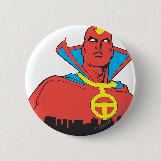 Red Tornado Behind Cityscape 2 Inch Round Button (Front)