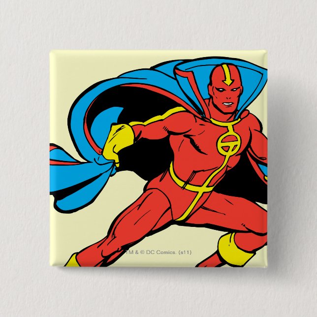 Red Tornado Cape Pose 2 Inch Square Button (Front)